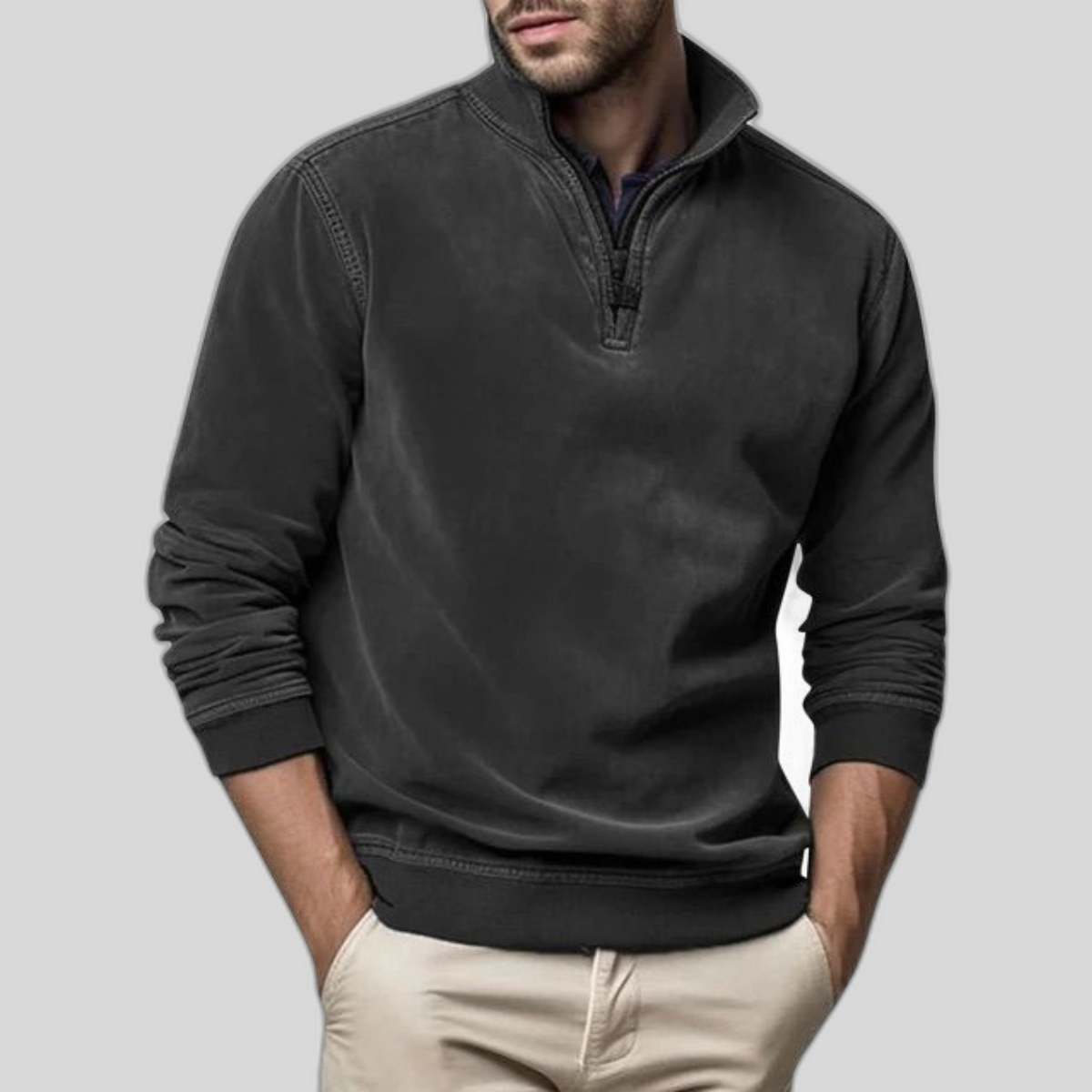 Sweatshirt mit Viertelreißverschluss - Herren lässiger Half-Zip Pullover-Chaps Herrenmode