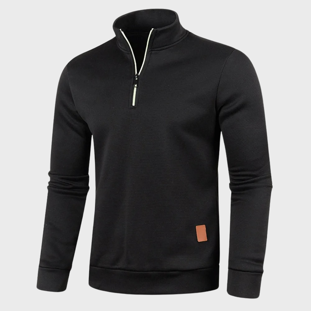 Sweatshirt mit Viertelreißverschluss - Herren lässiger Langarm-Pullover mit halbem Reißverschluss-Chaps Herrenmode