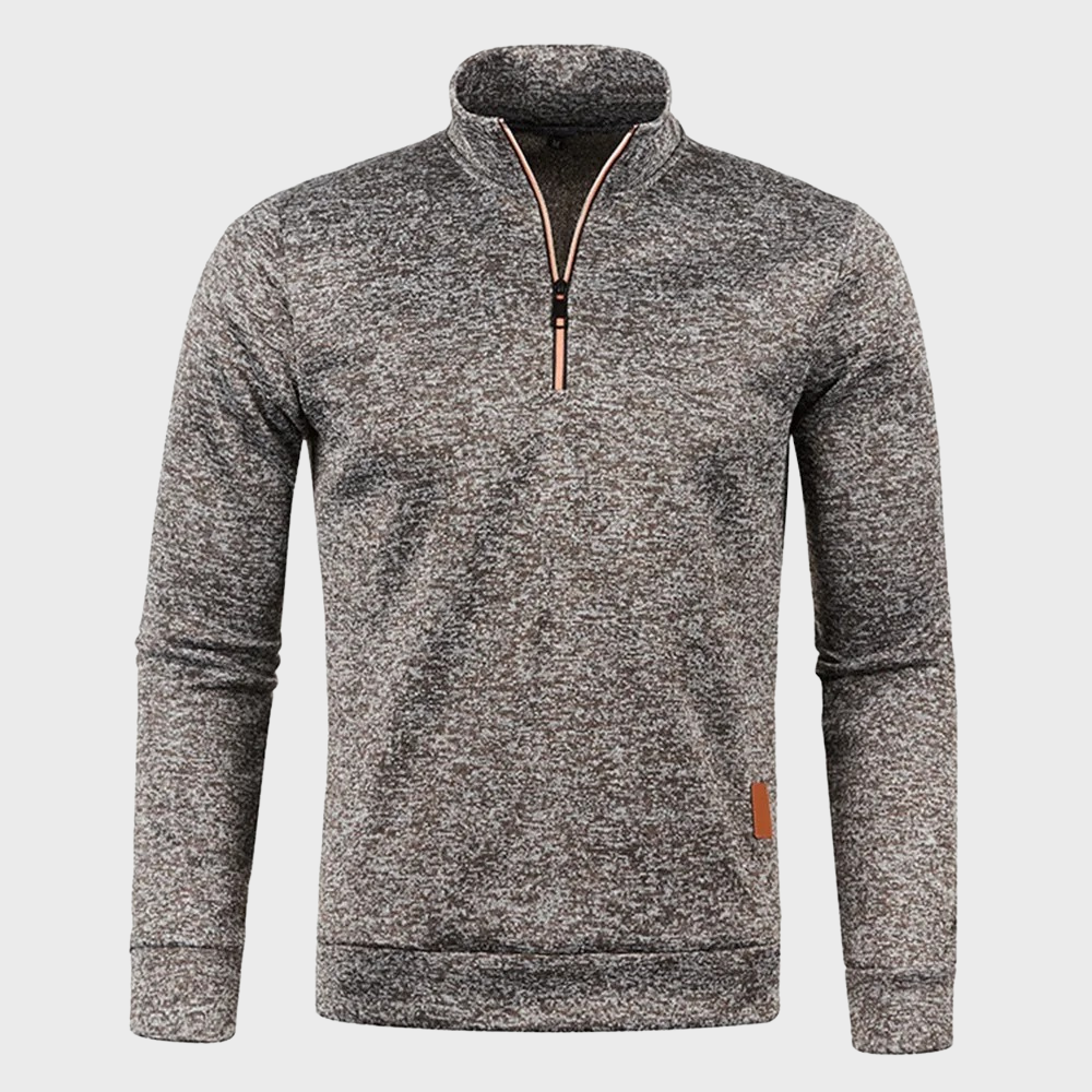 Sweatshirt mit Viertelreißverschluss - Herren lässiger Langarm-Pullover mit halbem Reißverschluss-Kaffee-S-Chaps Herrenmode