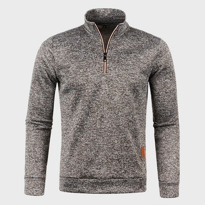 Sweatshirt mit Viertelreißverschluss - Herren lässiger Langarm-Pullover mit halbem Reißverschluss-Kaffee-S-Chaps Herrenmode