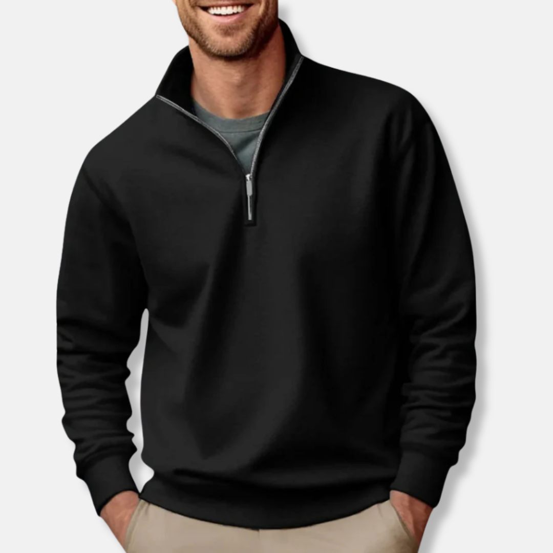 Lässiges Herren Sweatshirt mit Viertelreißverschluss - BerlinGlamour