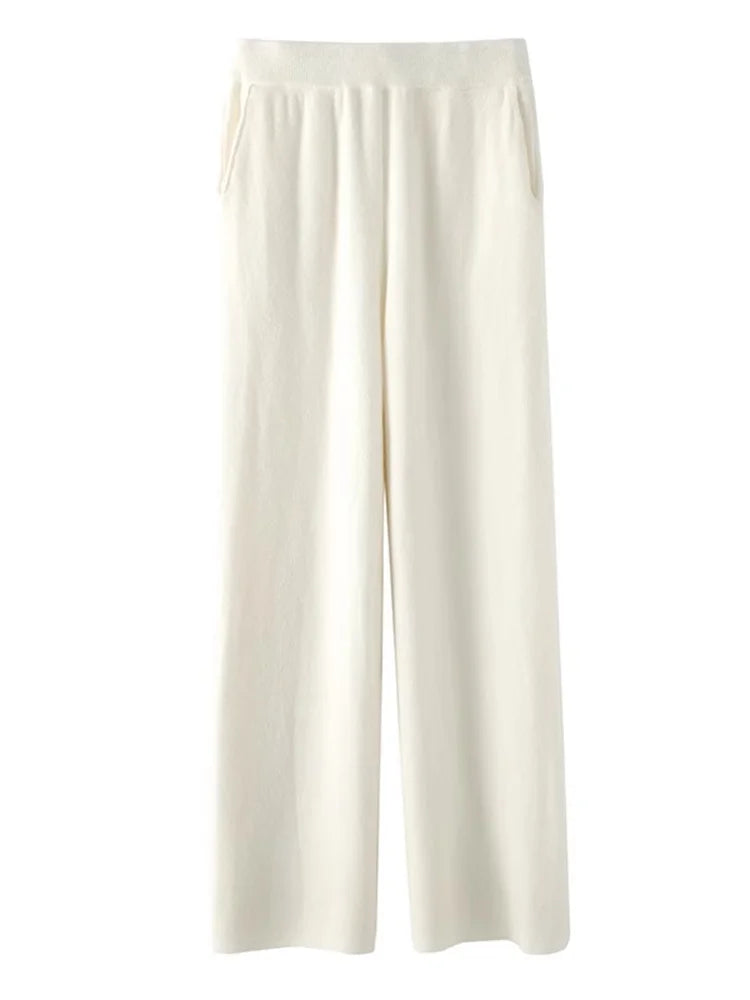 Elegante Frauenhose mit hoher Taille und weitem Bein
