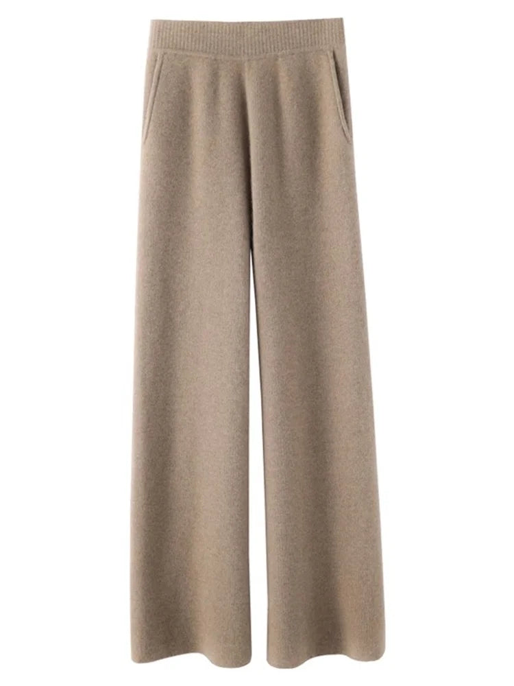Elegante Frauenhose mit hoher Taille und weitem Bein