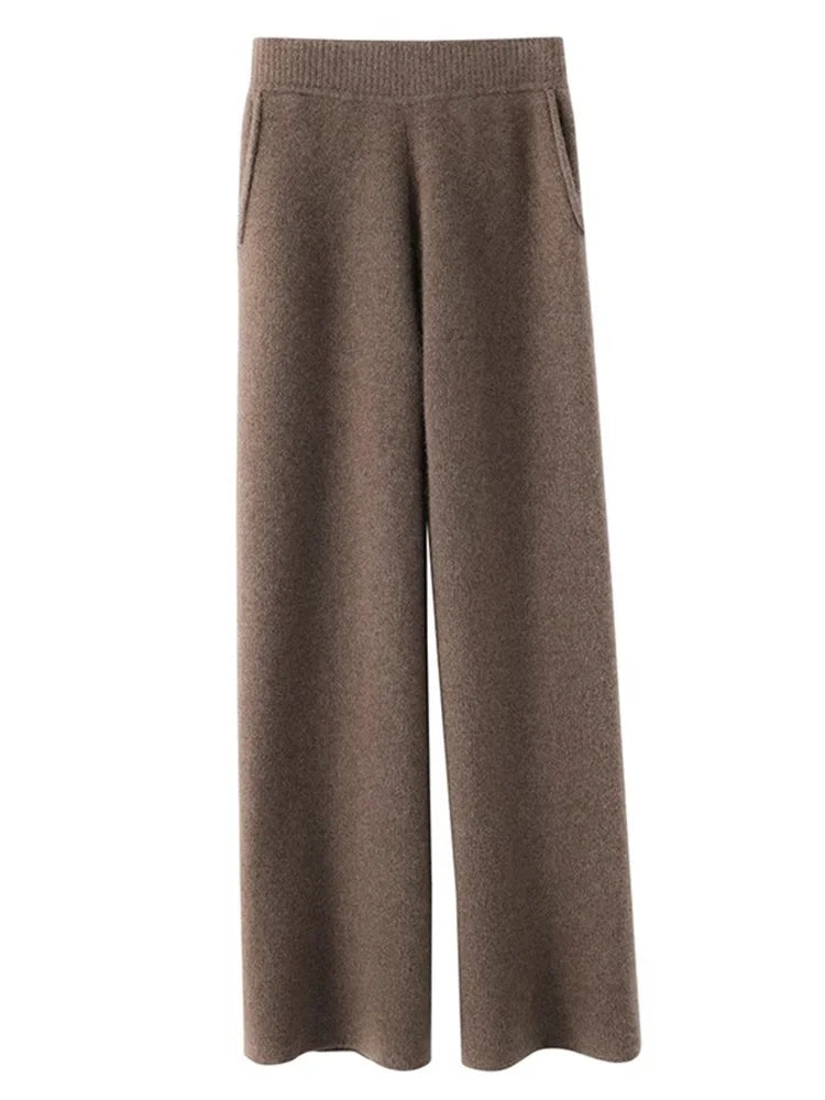 Elegante Frauenhose mit hoher Taille und weitem Bein