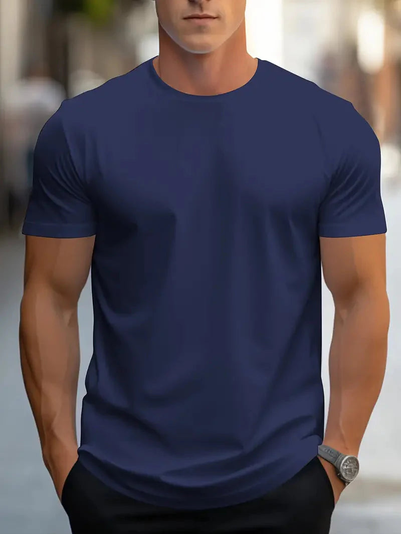 T-Shirt - Casual - Kurze Ärmel - T-Shirt mit Rundhalsausschnitt - Herrenhemden-Navy blau-XS-Chaps Herrenmode