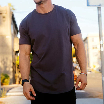 T-Shirt | Kurzarm | Rundhalsausschnitt | Slim-Fit-T-Shirts | Herren-T-Shirts-Holzkohle-S-Chaps Herrenmode