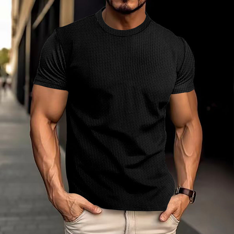 Männer T-Shirt Kurzarm Rundhals Einfarbig - BerlinGlamour