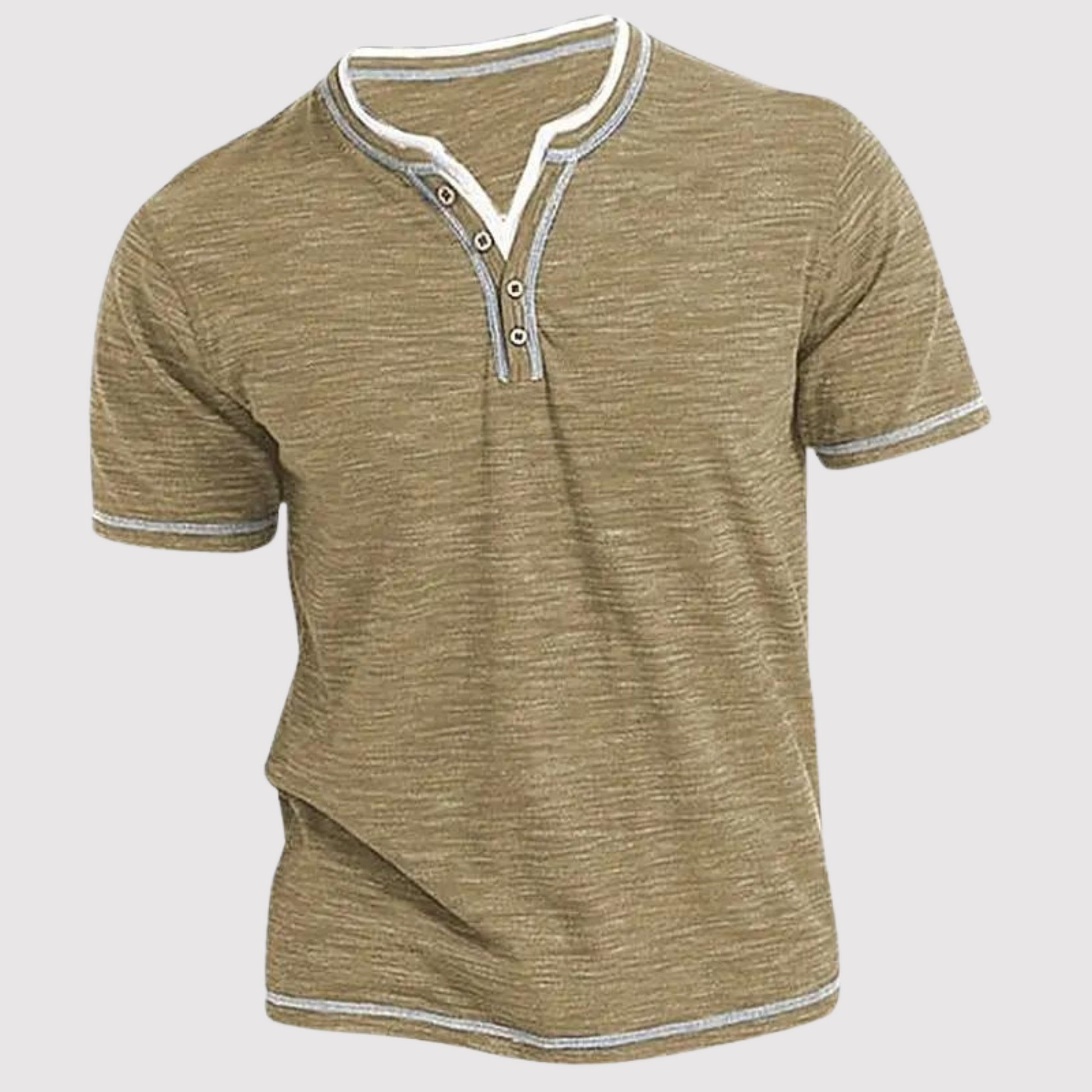 Herren T-Shirt Rundhals Leicht Halbknopf - BerlinGlamour