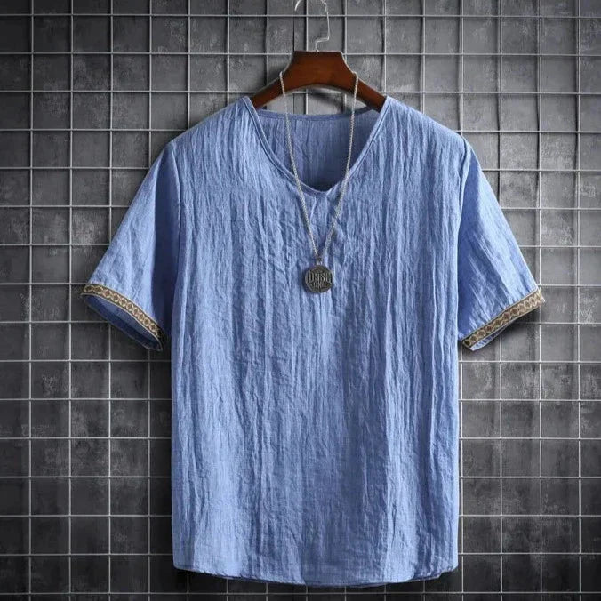 Herren T-Shirt V-Ausschnitt Loose Fit Baumwolle - BerlinGlamour