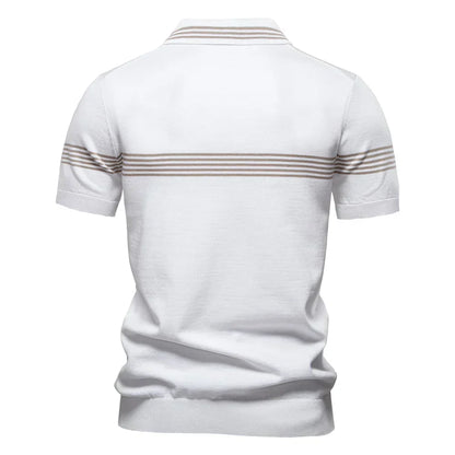 T-Shirt mit Kragen | Gestrickt | Viertel-Reißverschluss | Polo-T-Shirt | Herren-Poloshirt-Chaps Herrenmode