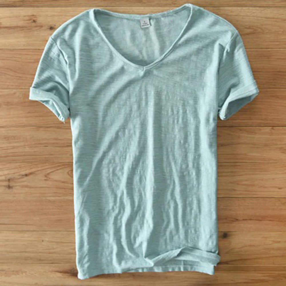 Herren T-Shirt Leicht Kurzarm V-Ausschnitt Sommer - BerlinGlamour