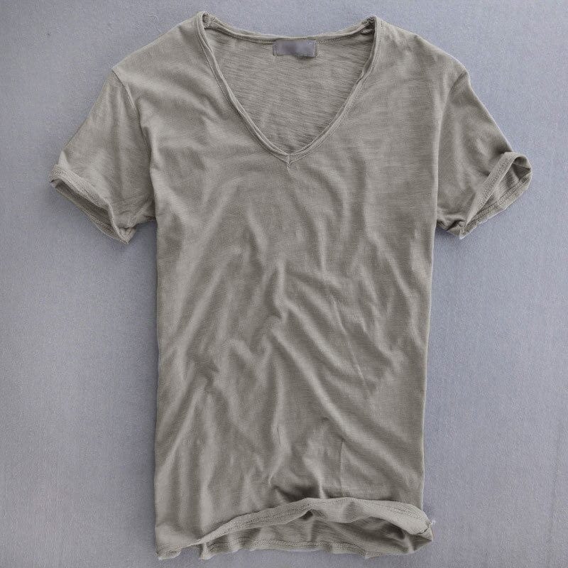 Herren T-Shirt Slim Fit V-Ausschnitt Leicht Baumwolle - BerlinGlamour