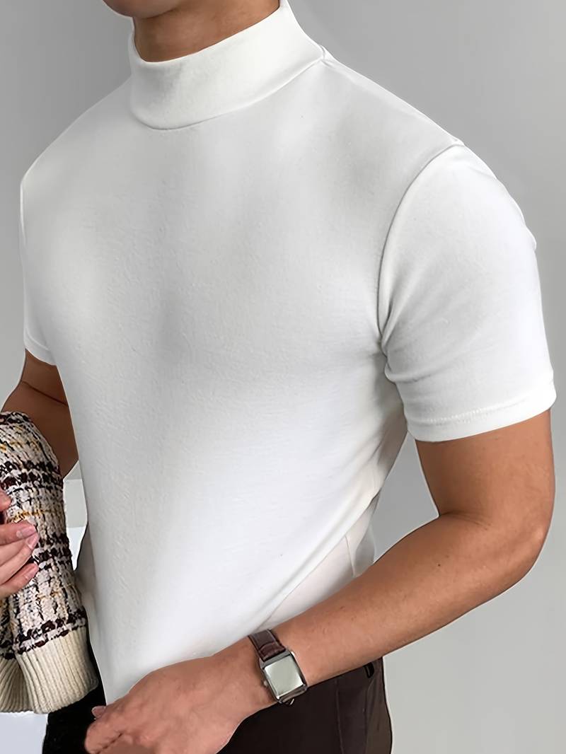 Herren T-Shirt Kurzarm Rollkragen Modern - BerlinGlamour