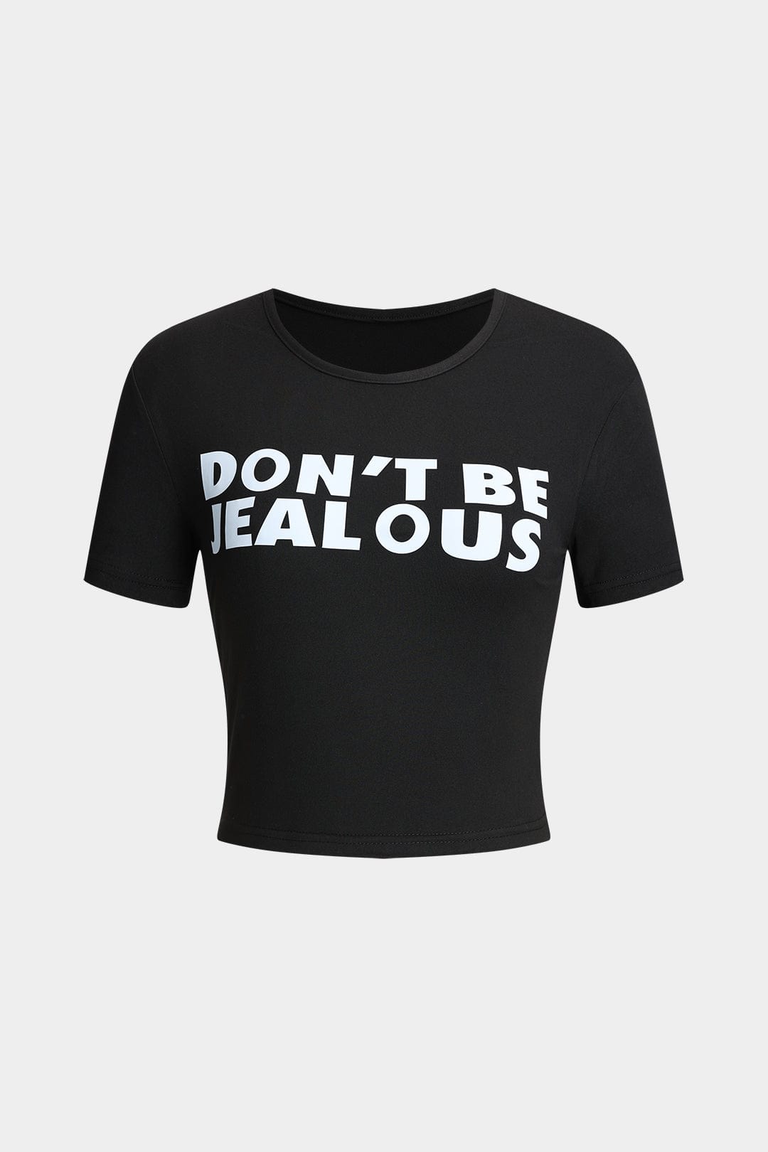Schwarzes Cropped T-Shirt mit Aufdruck Don't Be Jealous - BerlinGlamour