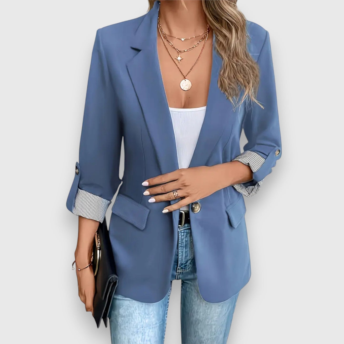 Herren Blazer Schnitt Einreiher Mit Rollierten Ärmeln Modern