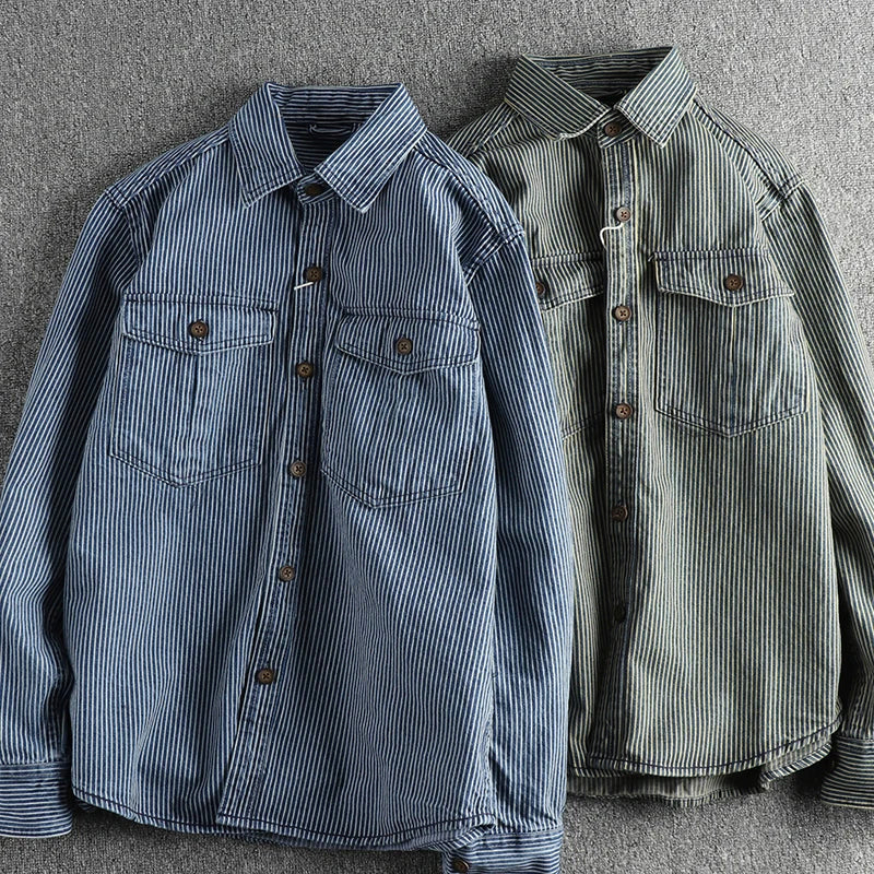 Herrenhemd Denim Vintage Classic Blau