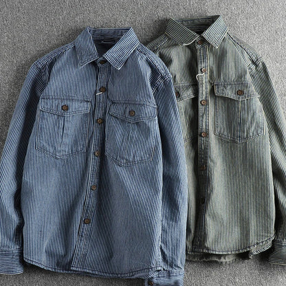 Herrenhemd Denim Vintage Classic Blau