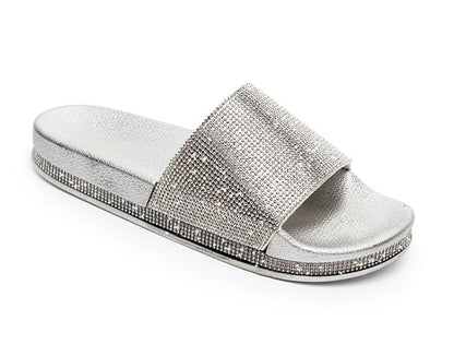 Diamant Slides Sandalen mit Kristall Besatz Glamour