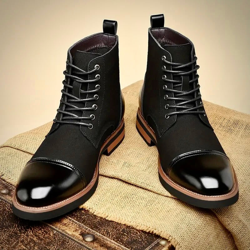 Herren Lederstiefel Oxford Elegantes Design Schwarz