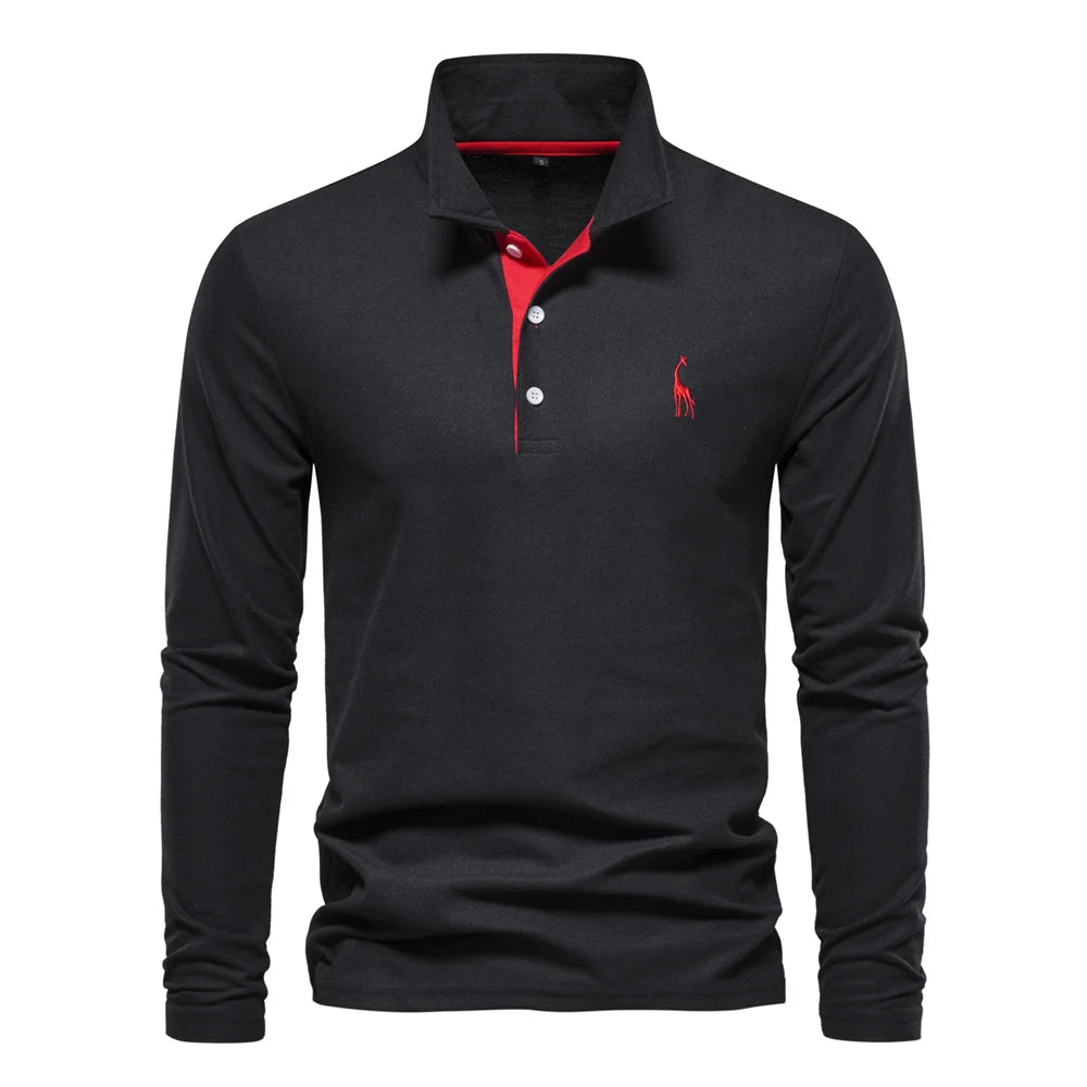 Herren Polo Pullover Langarm Warm