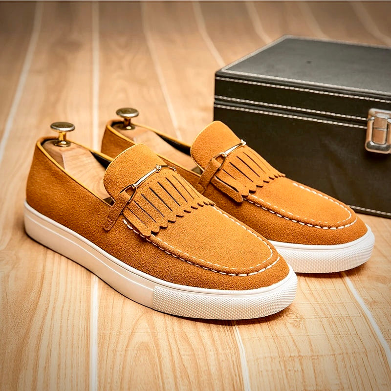Herren Loafer Schuhe Wildleder Braun Elegent