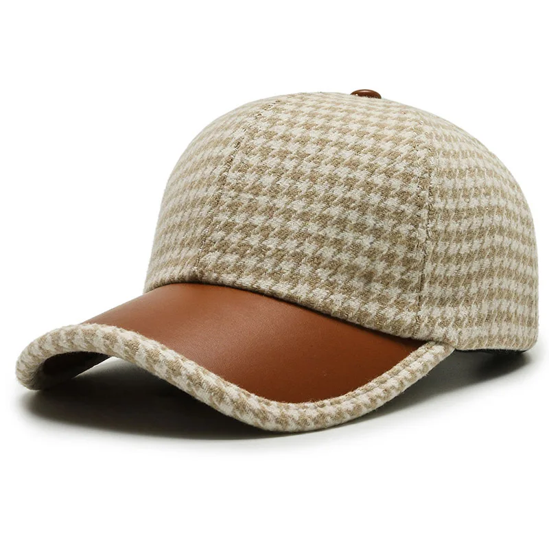 Herren Leder Mütze Elegante Schwarz