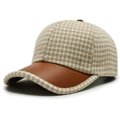 Herren Leder Mütze Elegante Schwarz