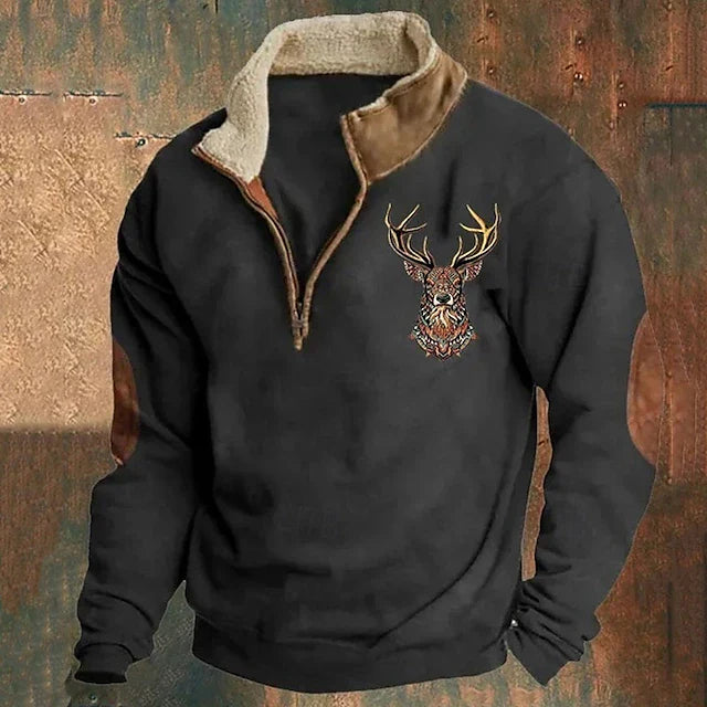 Herren Pullover Warm Bequem Viertel-Reißverschluss