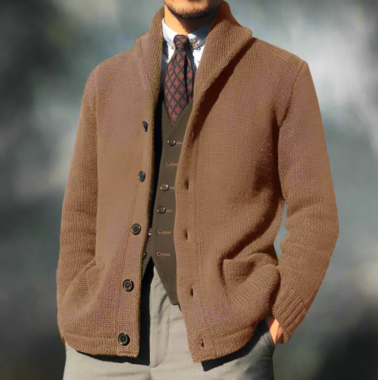 Herren Jacke Klassisch Gestrickt mit Knöpfen Schwarz - BerlinGlamour