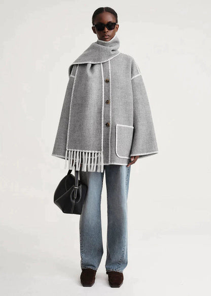 Luxus Winterjacke mit Schal Damen
