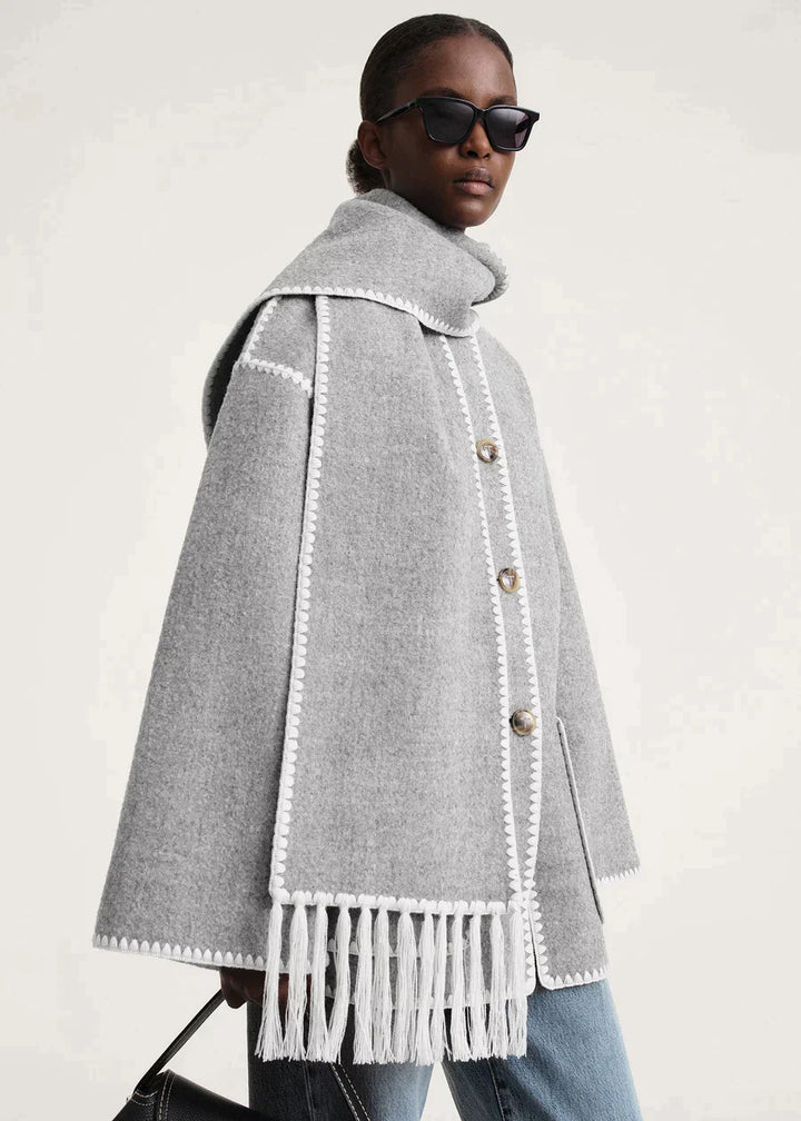 Luxus Winterjacke mit Schal Damen
