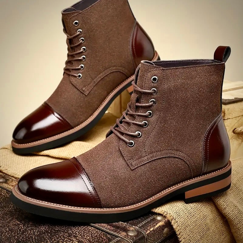 Herren Lederstiefel Oxford Elegantes Design Schwarz