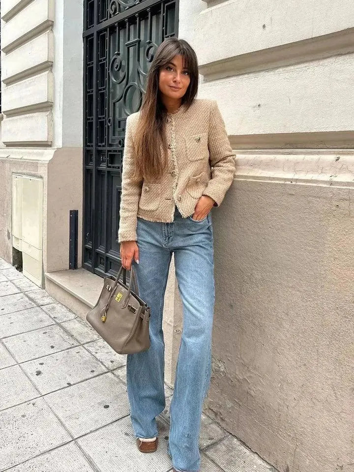 Elegante Damenjacke Baumwolle mit Taschen - BerlinGlamour