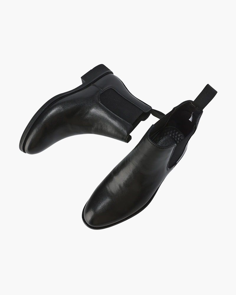 Herren Chelsea Boots Leder Schwarz Klassisch