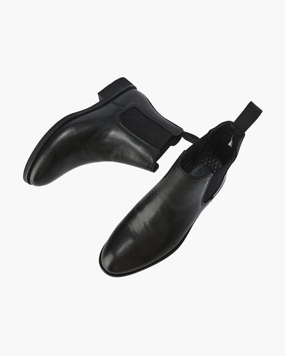 Herren Chelsea Boots Leder Schwarz Klassisch