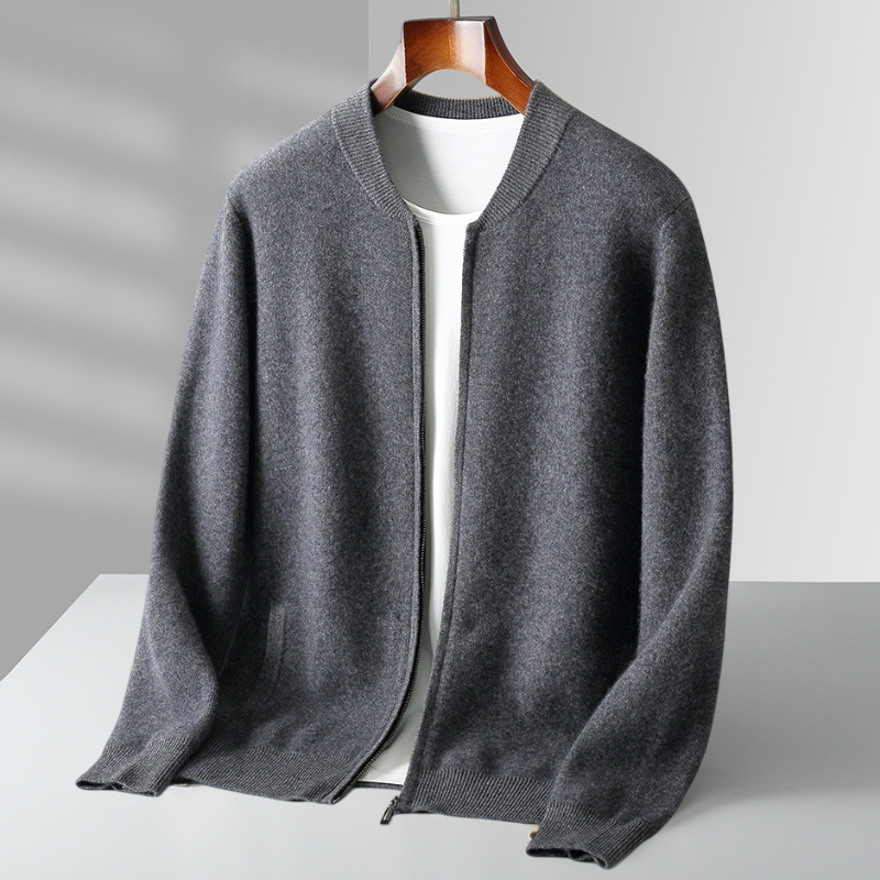 Herren Strickjacke Woll Warm Reißverschluss Hochwertig