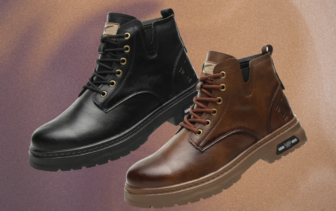 Herren Schnürstiefel Robust Reißverschluss Wasserfest