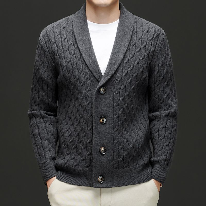 Herren Strickjacke Klassisch mit Knöpfen Braun