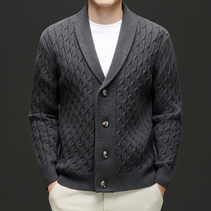 Herren Strickjacke Klassisch mit Knöpfen Braun