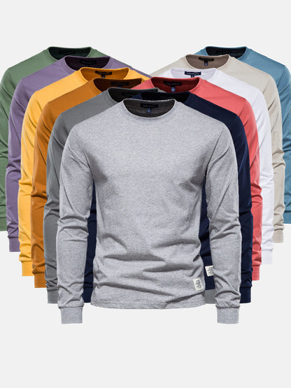 Herren Langarmshirt Baumwolle Rundhals Bequem