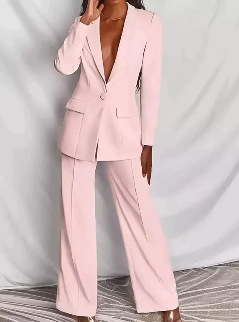 Eleganter Business Anzug Damen Blazer Hose Komplettsatz