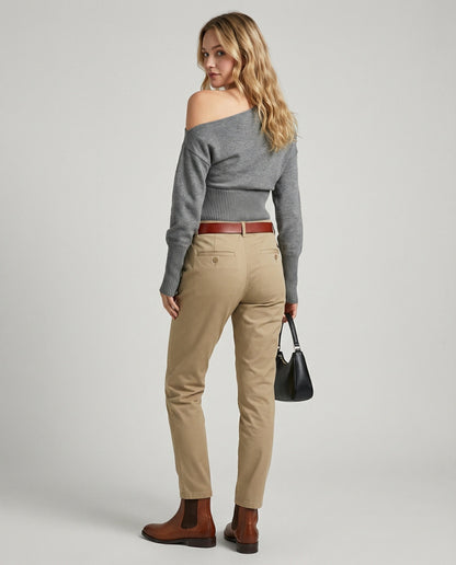 Damen Strickpullover Schräg Schulter Modern Tailliert