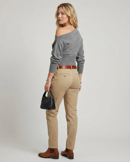 Damen Strickpullover Schräg Schulter Modern Tailliert
