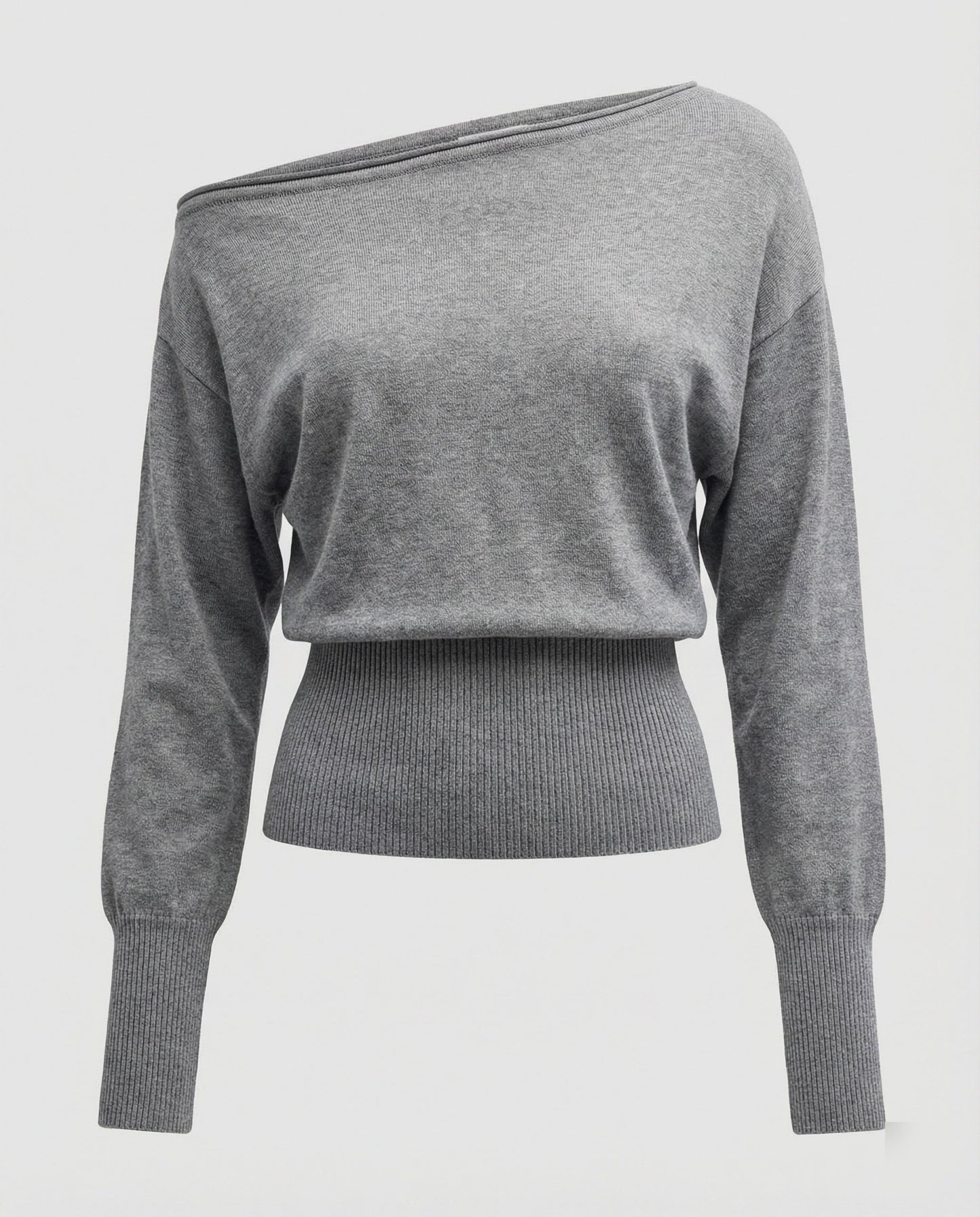 Damen Strickpullover Schräg Schulter Modern Tailliert