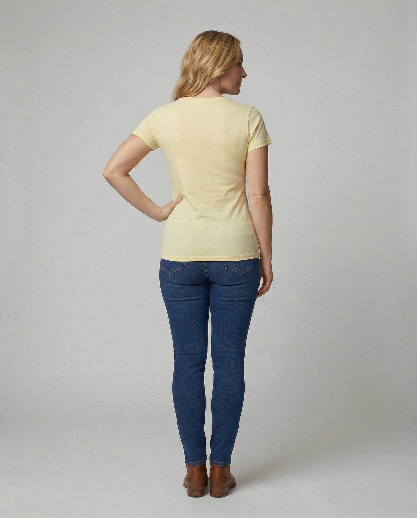 Damen T-Shirt V-Ausschnitt Atmungsaktiv Baumwolle Slim Fit