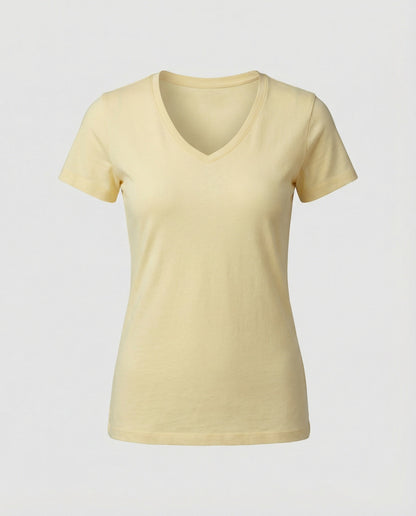 Damen T-Shirt V-Ausschnitt Atmungsaktiv Baumwolle Slim Fit