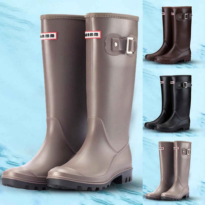 Regenstiefel Wasserdicht Kniehoch mit Reißverschluss Schwarz - BerlinGlamour