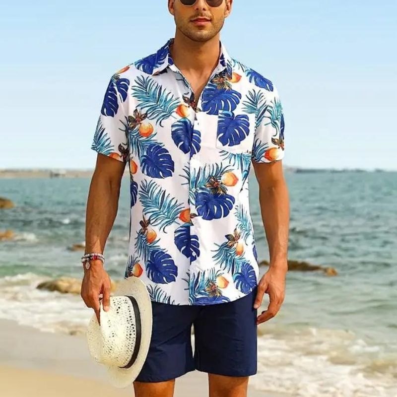 Herren Kurzarm Hemd Sommerlich Leicht Cancun Style - BerlinGlamour
