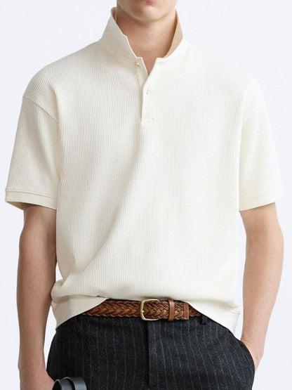 Kurzärmliges Poloshirt Weiß Bequem Minimalistisch