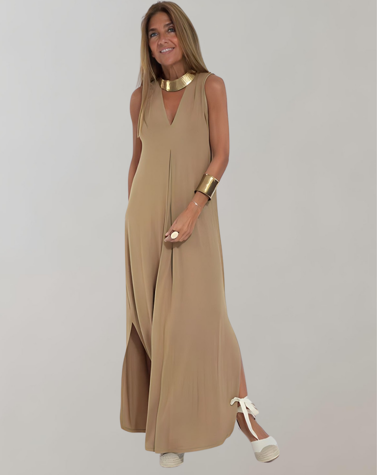 V-Ausschnitt-Kleid Thora – figurformend
